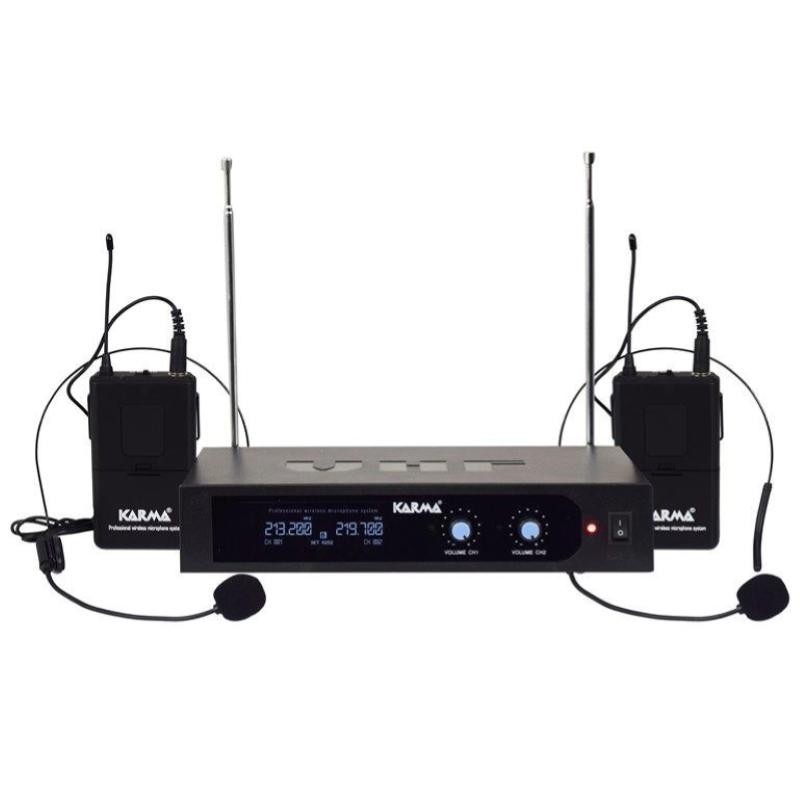 KARMA DOPPIO RADIOMICROFONO AD ARCHETTO VHF SET 6252LAV-B (213,20 - 219,70 MHZ)