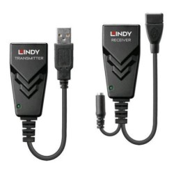 LINDY 42674 EXTENDER RICEVITORE E TRASMETTITORE DI RETE USB 2.0 CAT.5/6, 100 MT NERO